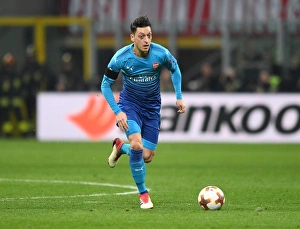 AC Milan V Arsenal 2017-18 Prints: Mesut Ozil in Action: Arsenal vs. AC Milan, UEFA Europa League (First Leg)