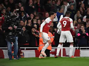 Mesut Ozil and Alexandre Lacazette Celebrate Goal: Arsenal vs Leicester City, Premier League 2018-19