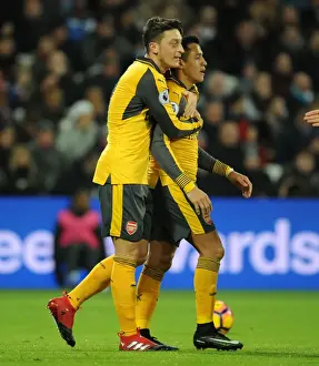 West Ham United V Arsenal 2016-17 Prints: Mesut Ozil and Alexis Sanchez Celebrate First Arsenal Goal vs. West Ham United (2016-17)