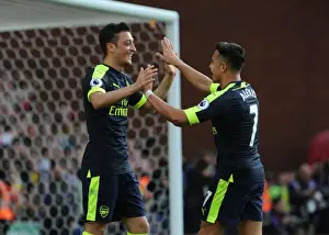 Mesut Ozil and Alexis Sanchez Celebrate Goals: Stoke City vs Arsenal, Premier League 2016-17