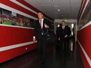Arsenal V Marseille 2013-14 Prints: Mesut Ozil: Arrival at Emirates Stadium - Arsenal vs Olympique de Marseille