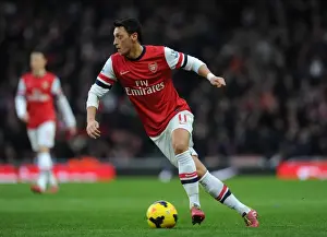 Arsenal V Fulham 2013-14 Prints: Mesut Ozil: Arsenal's Star Midfielder in Action Against Fulham, Premier League 2013-14