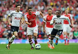 Arsenal V Tottenham Hotspur 2014-15 Prints: Mesut Ozil Breaks Past Danny Rose: Intense Rivalry - Arsenal vs
