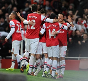 Arsenal V Everton 2013-14 Prints: Mesut Ozil Celebrates Goal: Arsenal vs. Everton, Premier League 2013-14