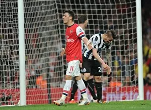 Mesut Ozil celebrates scoring Arsenals 2nd goal. Arsenal 2: 0 Newcastle United. Barclays