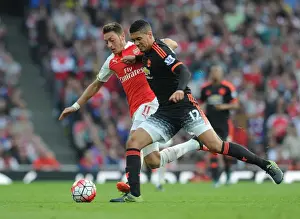 Mesut Ozil Closes Down Chris Smalling in Intense Arsenal vs Manchester United Clash