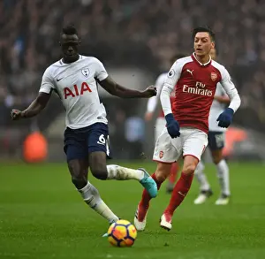 Tottenham Hotspur V Arsenal 2017-18 Prints: Mesut Ozil Closes Down Davison Sanchez: Intense Battle in Tottenham Hotspur vs Arsenal Premier League Clash