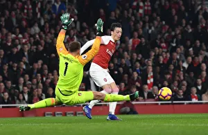 Arsenal V Bournemouth 2018-19 Prints: Mesut Ozil Confronts Pressure: Arsenal vs. AFC Bournemouth, Premier League 2019
