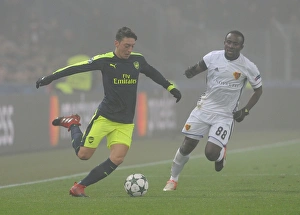 FC Basel V Arsenal 2016-17 Prints: Mesut Ozil Faces Intense Pressure: FC Basel vs. Arsenal, UEFA Champions League, 2016
