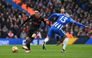 Brighton And Hove Albion V Arsenal 2017-18 Prints: Mesut Ozil Faces Off Against Pascal Gross: Brighton vs. Arsenal, Premier League 2017-18