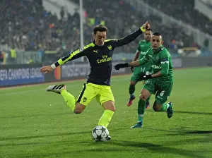PFC Ludogorets Razgrad V Arsenal 2016-17 Prints: Mesut Ozil Faces Off Against Wanderson: Arsenal vs Ludogorets, UEFA Champions League, 2016