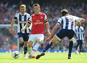 Arsenal V West Bromwich Albion 2013-14 Prints: Mesut Ozil Faces Pressure from Morrison and Olsson during Arsenal vs West Bromwich Albion