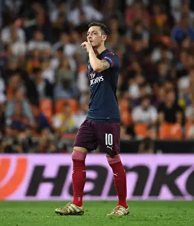 Valencia CF V Arsenal 2018-19 Prints: Mesut Ozil Gestures to Valencia Fans After Arsenal's Europa League Semi-Final Exit