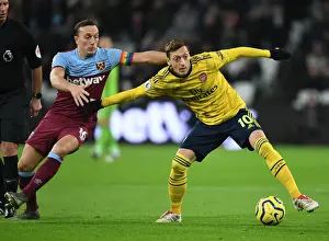 Mesut Ozil Holds Off Mark Noble: West Ham United vs Arsenal FC, Premier League 2019-20