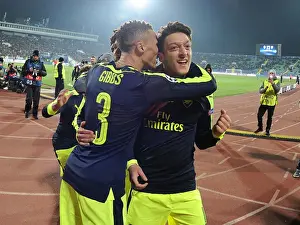 Mesut Ozil and Kieran Gibbs Celebrate Arsenal's Third Goal Against Ludogorets Razgrad in 2016-17 UEFA Champions League