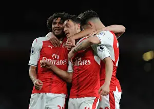 Mesut Ozil and Mohamed Elneny Celebrate Goal for Arsenal against West Ham United, 2016-17