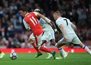 Arsenal V Sunderland 2016-17 Prints: Mesut Ozil Outmaneuvers Seb Larsson: Arsenal vs Sunderland, Premier League 2016-17