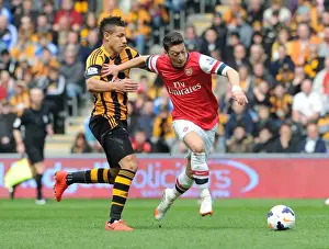 Hull City V Arsenal 2013/14 Prints: Mesut Ozil Outpaces Jake Livermore: Hull City vs Arsenal, Premier League 2013/14