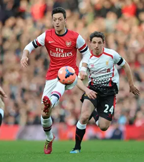 Arsenal V Liverpool - FA Cup 2013-14 Prints: Mesut Ozil Outsmarts Joe Allen: Arsenal vs Liverpool, FA Cup 2013-14