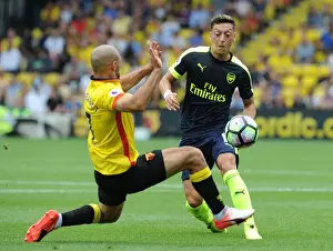 Watford V Arsenal 2016-17 Prints: Mesut Ozil Outsmarts Nordin Amrabat: Arsenal's Masterclass in the 2016-17 Premier League Match against Watford