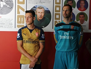 Mesut Ozil and Petr Cech (Arsenal). Arsenal 1st Team Photocall and Training Session