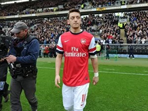 Images Dated 20th April 2014: Mesut Ozil: Pre-Match Focus at Hull City (Hull vs Arsenal, Premier League 2013/14)