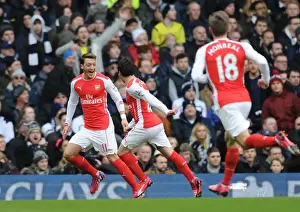 Tottenham Hotspur V Arsenal 2014-15 Prints: Mesut Ozil and Santi Cazorla Celebrate Goal: Tottenham vs. Arsenal, Premier League 2014-15