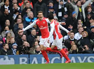 Tottenham Hotspur V Arsenal 2014-15 Prints: Mesut Ozil and Santi Cazorla Celebrate Goals: Arsenal's Victory at Tottenham Hotspur (2014-15)
