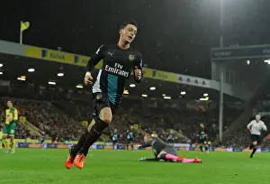 Norwich City V Arsenal 2015-16 Prints: Mesut Ozil Scores: Arsenal Triumphs Over Norwich City in Premier League 2015-16