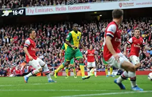 Arsenal V Norwich City 2013-14 Prints: Mesut Ozil Scores Arsenal's Fourth Goal Against Norwich City, 2013-14 Season