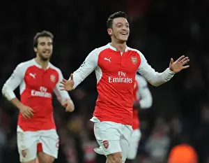 Arsenal V Dinamo Zagreb 2015-16 Prints: Mesut Ozil Scores First Arsenal Goal: Arsenal FC vs Dinamo Zagreb in the 2015 Champions League