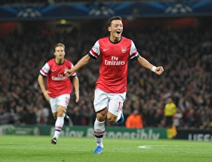 Arsenal V Napoli 2013-14 Prints: Mesut Ozil Scores First Arsenal Goal: Arsenal vs