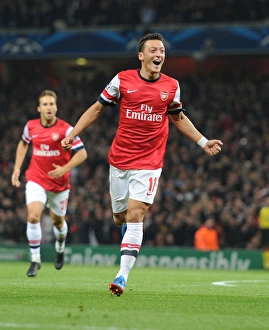 Arsenal V Napoli 2013-14 Prints: Mesut Ozil Scores First Arsenal Goal: Arsenal vs
