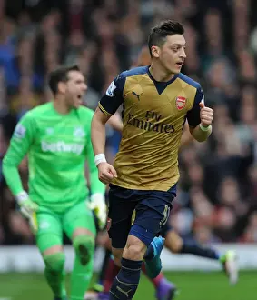 West Ham United V Arsenal 2015-16 Prints: Mesut Ozil Scores the First Goal: Arsenal's Victory over West Ham United