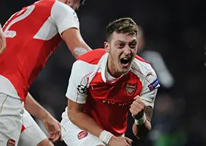 Arsenal V Bayern Munich 2015/16 Prints: Mesut Ozil Scores the Second: Arsenal's Victory Against Bayern Munich in the Champions League 2015/16