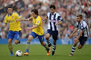 West Bromwich Albion V Arsenal 2013-14 Prints: Mesut Ozil and Tomas Rosicky vs Claudio Yacob and James Morrison
