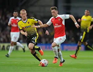 Watford V Arsenal 2015/16 Prints: Mesut Ozil vs. Ben Watson: A Premier League Showdown - Arsenal vs. Watford (2015/16)
