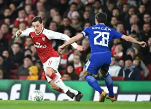 Arsenal V Chelsea - Carabao Cup 2017-18 Prints: Mesut Ozil vs Cesar Azpilicueta: Clash of the Titans in Arsenal v Chelsea Carabao Cup Semi-Final