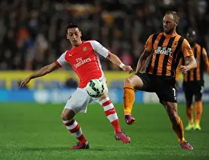 Hull City V Arsenal 2014/15 Prints: Mesut Ozil vs. David Meyler: Intense Battle in Hull City vs
