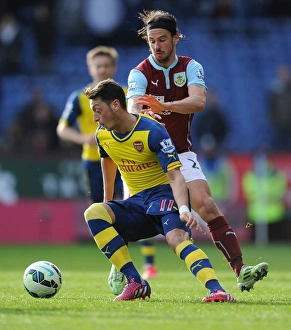 Burnley V Arsenal 2014/15 Prints: Mesut Ozil vs. George Boyd: A Battle at Turf Moor, Premier League 2014-2015
