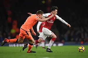 Arsenal V Liverpool 2017-18 Prints: Mesut Ozil vs. James Milner: A Premier League Showdown at the Emirates (2017-18)