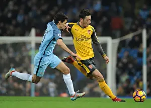 Manchester City V Arsenal 2016-17 Prints: Mesut Ozil vs Jesus Navas: Battle at the Etihad - Manchester City vs Arsenal