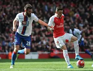 Arsenal V Crystal Palace 2015-16 Prints: Mesut Özil vs Joe Ledley: Intense Battle in the Premier League - Arsenal vs Crystal Palace