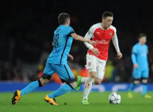 Arsenal V Barcelona 2015/16 Prints: Mesut Ozil vs. Jordi Alba: A Champions League Battle at the Emirates