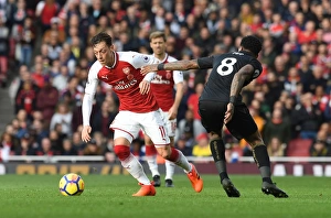 Arsenal V Swansea City 2017-18 Prints: Mesut Ozil vs. Leroy Fer: Arsenal vs. Swansea City, Premier League Showdown