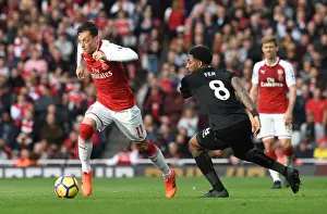 Arsenal V Swansea City 2017-18 Prints: Mesut Ozil vs. Leroy Fer: Battle in the Midfield - Arsenal v Swansea City