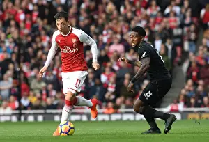 Arsenal V Swansea City 2017-18 Prints: Mesut Ozil vs. Leroy Fer: A Midfield Showdown - Arsenal vs. Swansea City, 2017-18