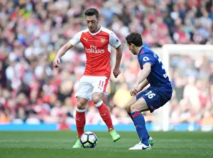 Arsenal V Manchester United 2016-17 Prints: Mesut Ozil vs Michael Carrick: Battle in the Midfield - Arsenal v Manchester United