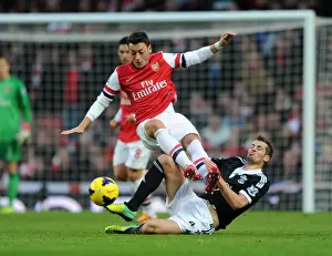 Arsenal V Southampton 2013-14 Prints: Mesut Ozil vs. Morgan Schneiderlin: Battle in the Midfield - Arsenal v Southampton (2013-14)