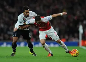 Arsenal V Tottenham Hotspur 2015-16 Prints: Mesut Ozil vs. Mousa Dembele: A Midfield Duel in the Arsenal vs
